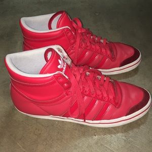 Adidas Red High Top Shoes with suede lining